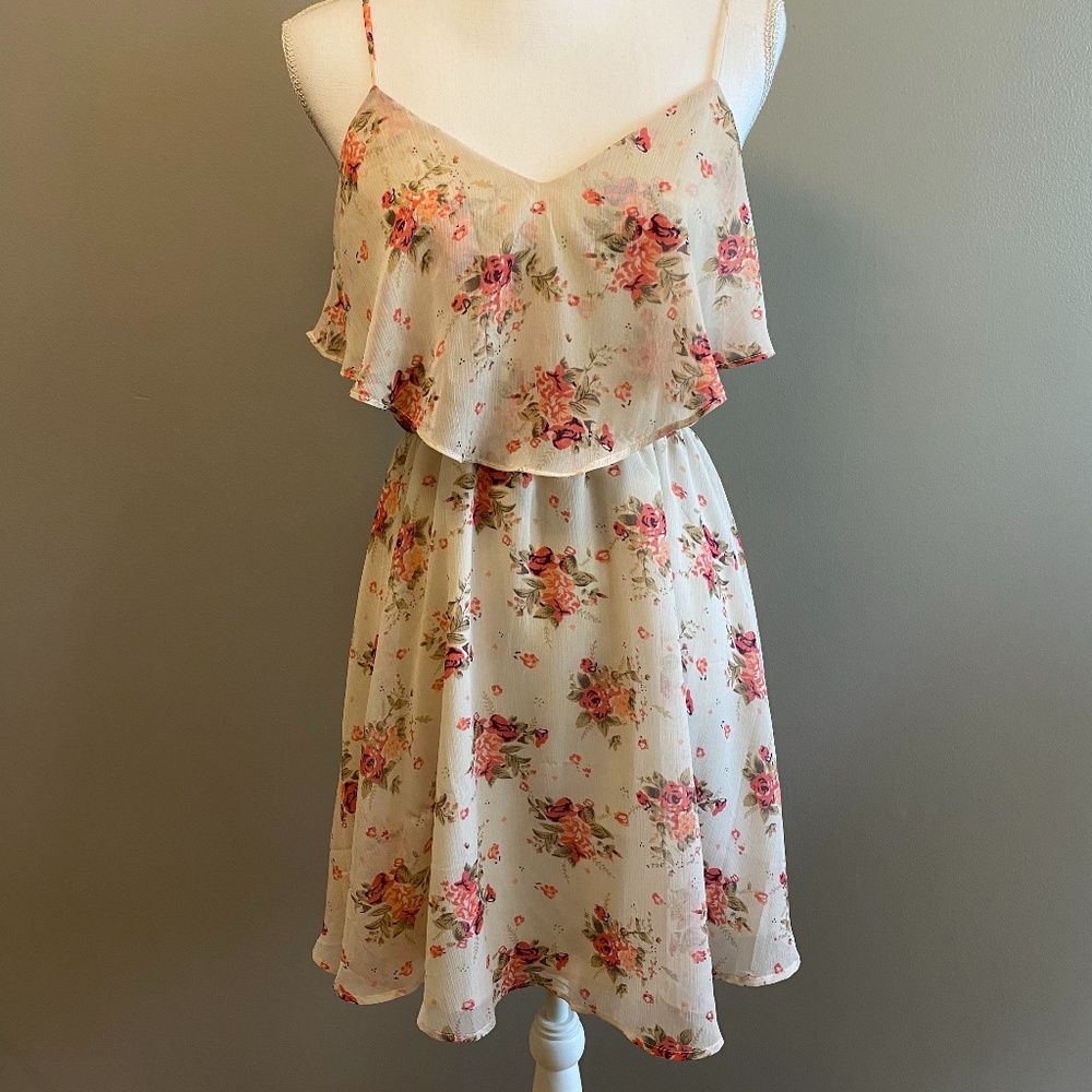 Forever 21 Layered Top Cream Floral Sundress